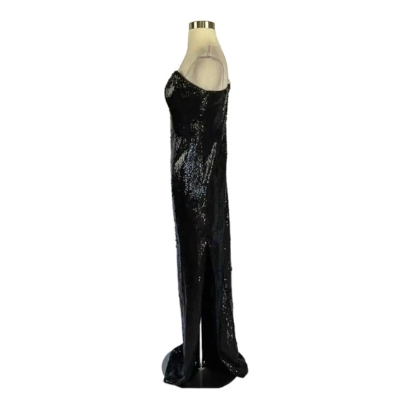NEW Aidan Mattox Women's Formal Black Sequin Strapless Long Column Gown size 4 - Picture 6 of 8